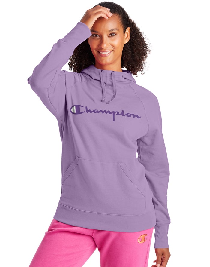 Hanorac Cu Gluga Champion Powerblend Fleece Script Logo Dama Violet - Romania WRVULNT-97